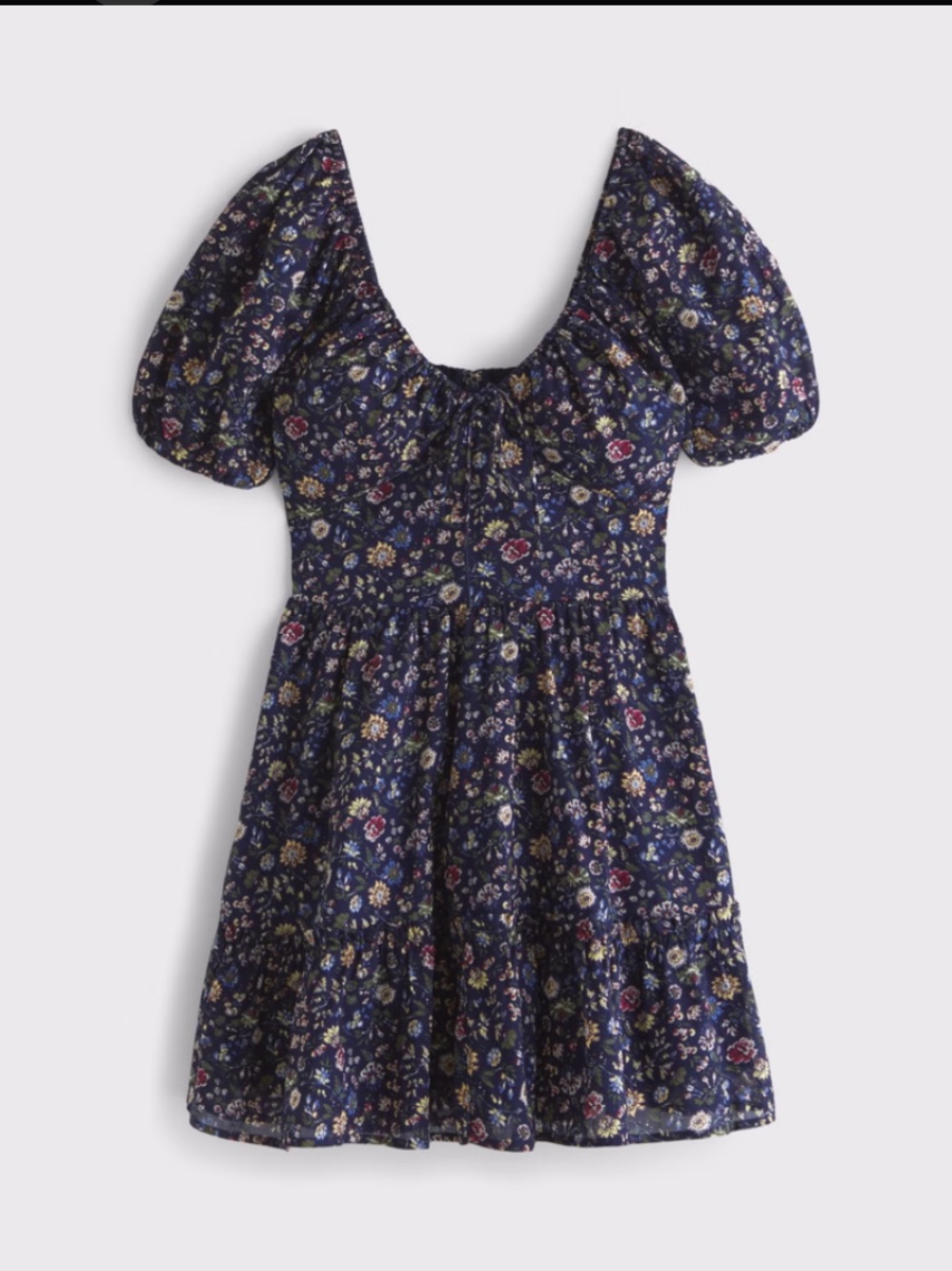 NWT Abercrombie & Fitch
Puff Sleeve Tie-Front Mini Dress Navy Floral - Picture 6 of 9